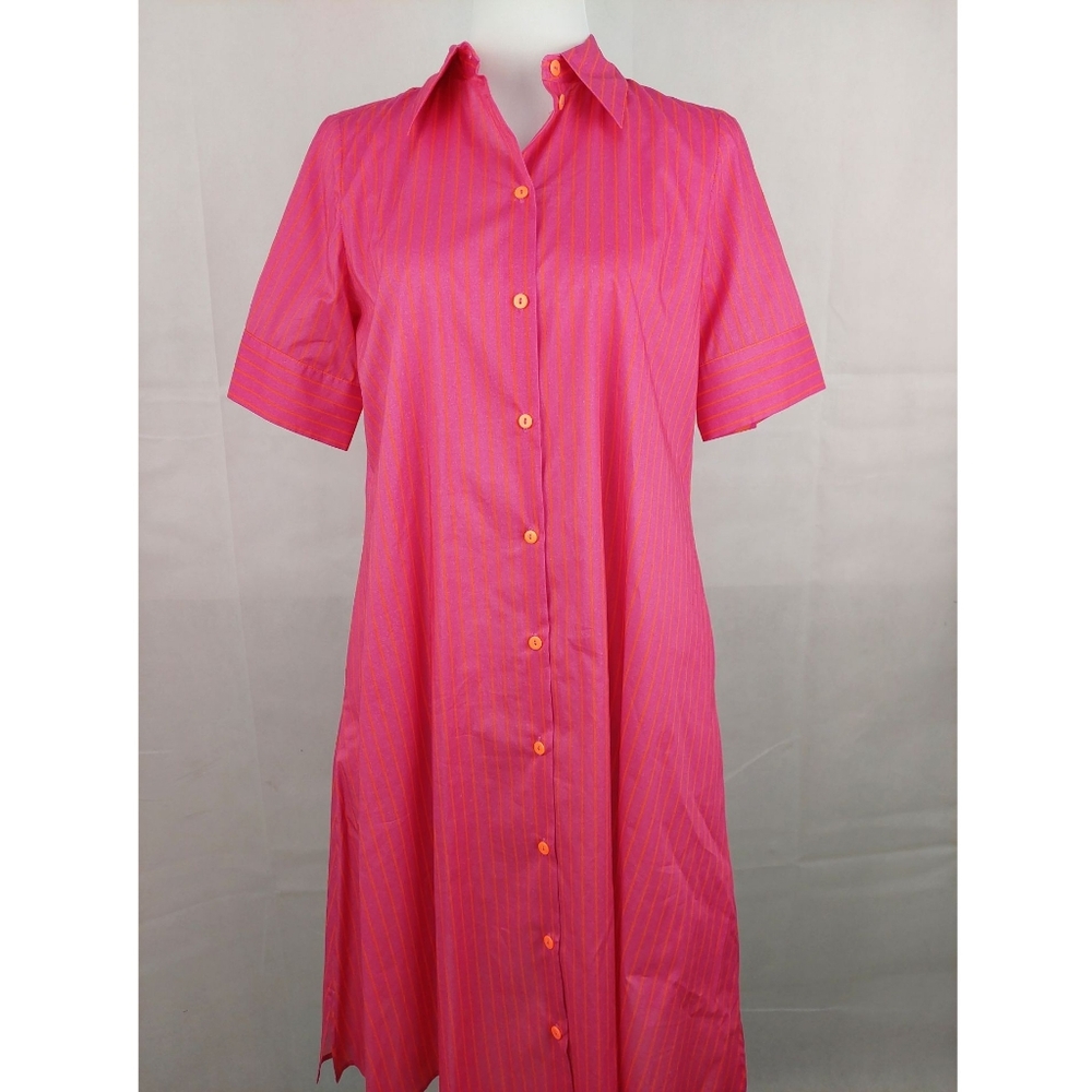 NWT Max Volmary Pink Stripe Button Down Dress Size EU 40 US 10